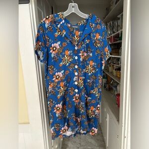 Modcloth Floral Blue Button-Up Romper